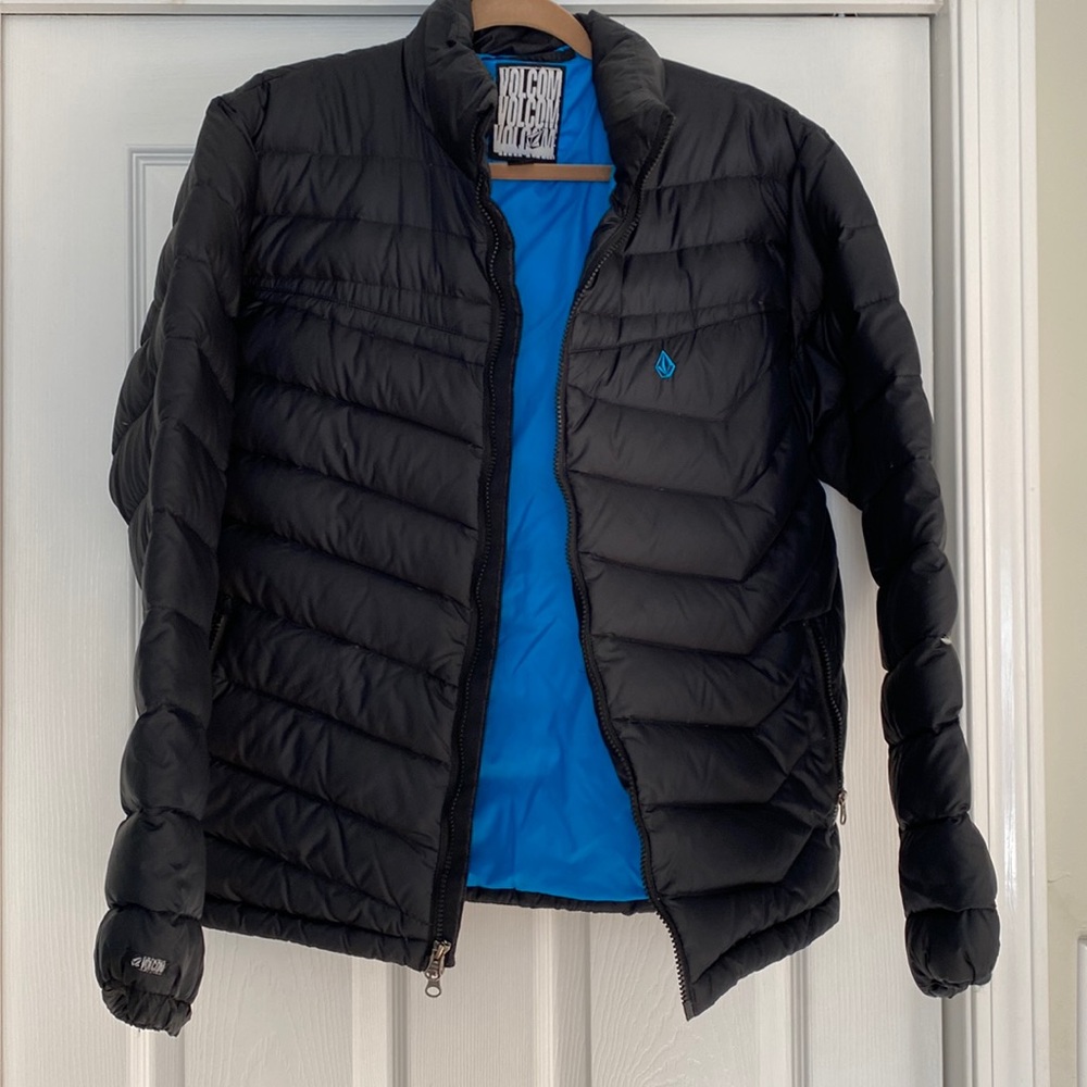 Mens Volcom puffer Size Medium Blue lined